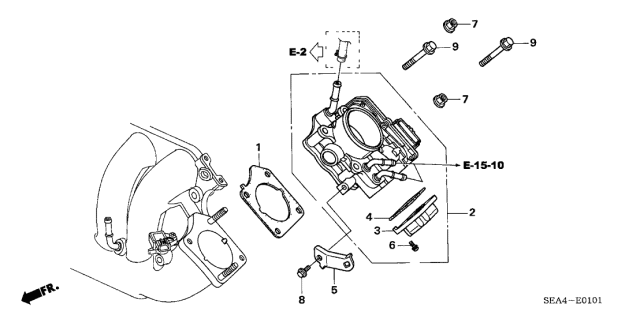 2006 Acura TSX 4 Door TSX KA 6MT Throttle Body Diagram