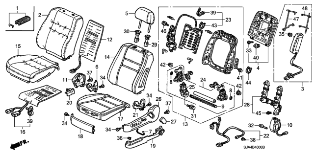 2008 Acura RL Front Seat Diagram 1