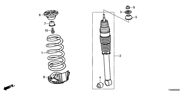 2017 Acura RDX Shock Absorber Assembly, Rear Diagram for 52610-TX4-A12