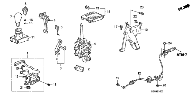 2010 Acura ZDX Select Lever Diagram