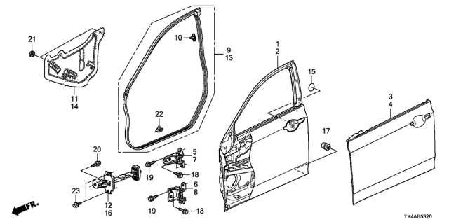 2013 Acura TL 4 Door TECH (SHAWD) KA 6MT Front Door Panels Diagram