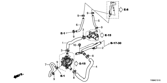 2013 Acura ILX Hybrid 4 Door TECH KL CVT Water Hose Diagram