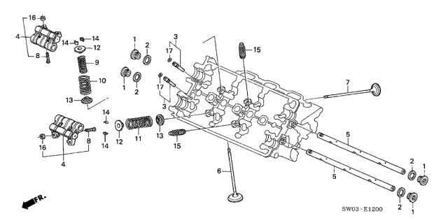 2001 Acura NSX 2 Door NSX-T KA 6MT Valve - Rocker Arm (Front) Diagram