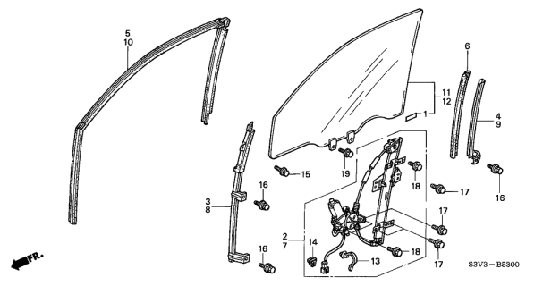 2006 Acura MDX Front Door Windows - Door Regulator Diagram