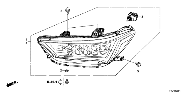 2020 Acura RLX Left Headlight Assembly Diagram for 33150-TY2-A51