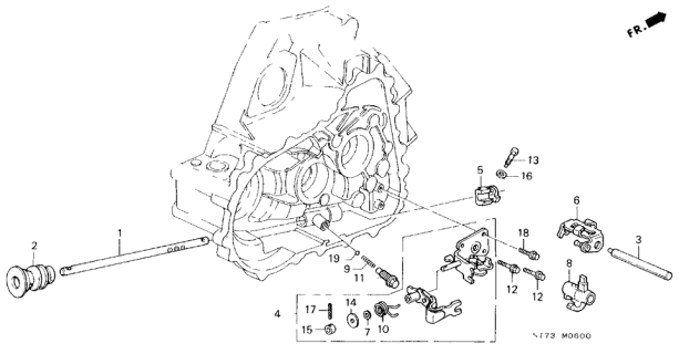 2000 Acura Integra MT Shift Rod - Shift Holder Diagram