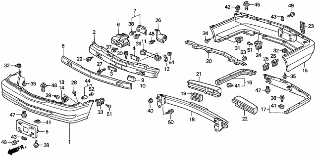 1997 Acura CL Front Bumper Face Diagram for 71101-SY8-A00ZZ