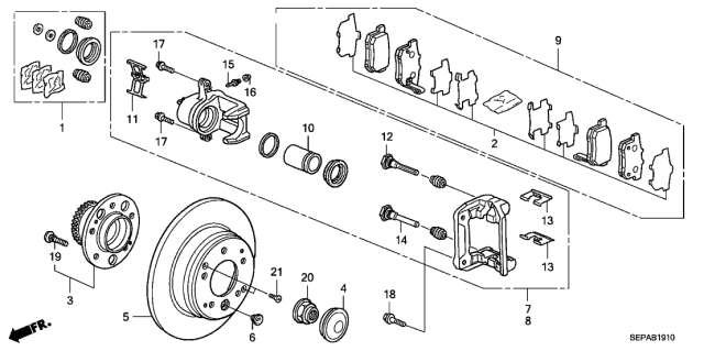 2008 Acura TL 4 Door TYPE-S KA 5AT Rear Brake Diagram