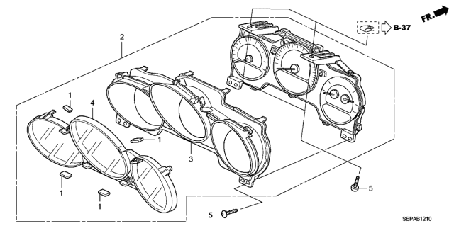 2008 Acura TL 4 Door BASE (NAVIGATION) KA 5AT Meter Components Diagram
