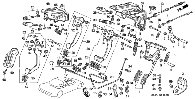 1994 Acura NSX Clutch Pedal Stop Pad Diagram for 46505-SA5-000