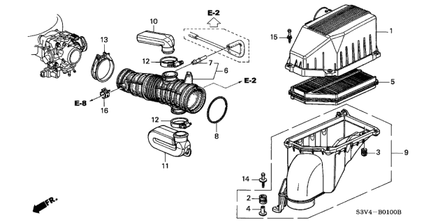 2002 Acura MDX Air Flow Tube Diagram for 17228-PGK-A00