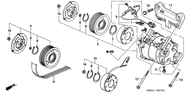 2006 Acura RSX Serpentine Drive Belt Diagram for 38920-PRC-023