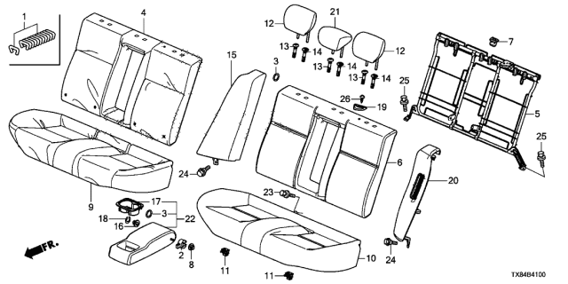 2013 Acura ILX Hybrid Seat-Back Assembly, Left Rear Side (Premium Black) Diagram for 82550-TX8-A21ZB