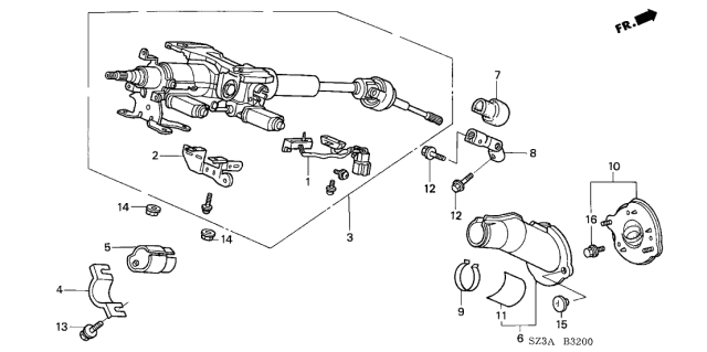 2004 Acura RL Cover, Steering Joint Diagram for 53320-SZ3-A80