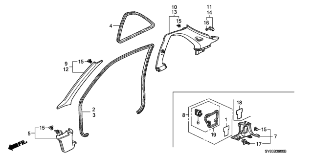 1998 Acura CL Cap, Left Rear Windshield Harness (Mild Beige) Diagram for 84183-SV4-A00ZH