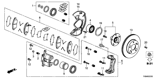 2013 Acura ILX Hybrid Retainer Diagram for 45237-TF2-G01