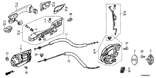 2020 Acura MDX Bush, Passenger Side Joint Diagram for 72141-TZ5-004