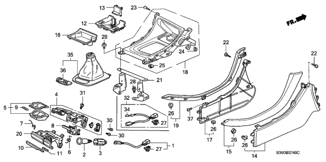 2003 Acura CL Console Panel Tray Lid (Chamois Gray No. 3) Diagram for 77289-S0K-A01ZA