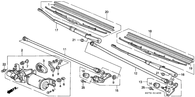 1991 Acura Integra Front Windshield Wiper Diagram