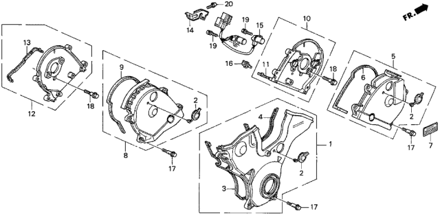 1997 Acura CL 2 Door BAS3.0 KL 4AT Timing Belt Cover Diagram