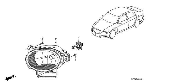 2007 Acura TL Passenger Side Fog Light Assembly Diagram for 33901-SEP-A01