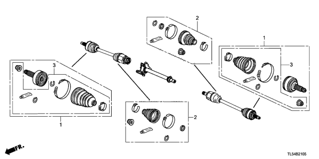 2011 Acura TSX 5 Door TSXTEC KA 5AT Front Driveshaft Set Short Parts Diagram