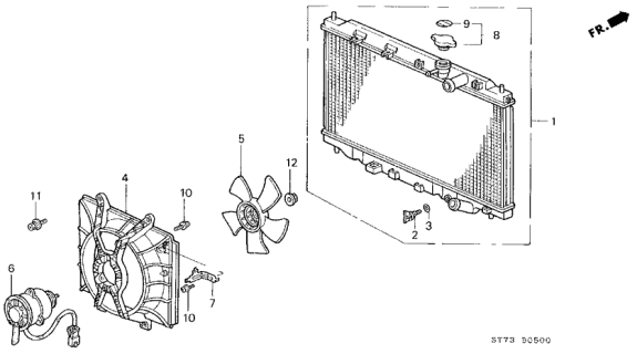 1994 Acura Integra Radiator (DENSO) Diagram