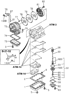 1996 Acura SLX 4 Door 4LS (PREMIUM) KL 4AT AT Oil Pan - Oil Control Diagram