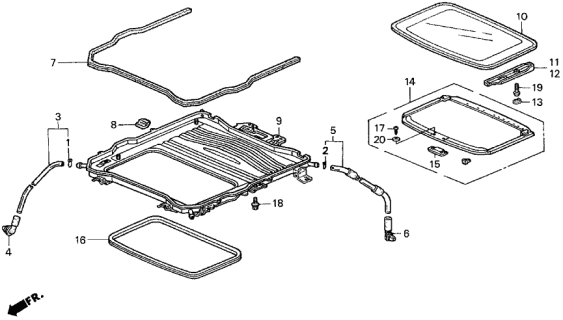 1998 Acura CL Sunshade Assembly (Clear Gray) Diagram for 83210-SY8-A02ZA