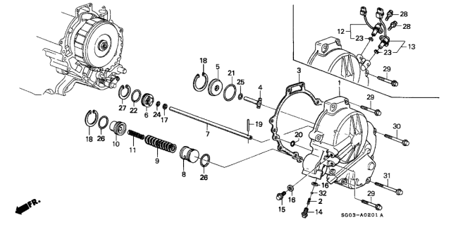 1990 Acura Legend 2 Door STD KA 4AT AT Left Side Cover Diagram