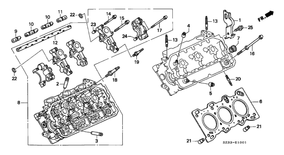 2004 Acura RL 4 Door RL (NAVIGATION) KA 4AT Cylinder Head Diagram 2