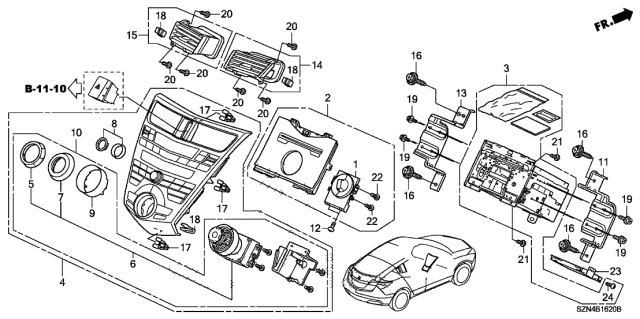 2010 Acura ZDX 5 Door TECH KA 6AT Audio Unit - Center Module (Navigation) Diagram