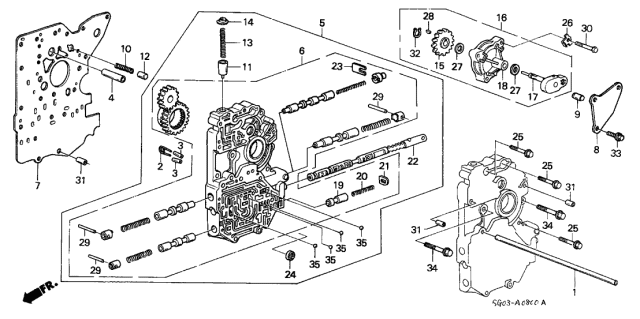 1989 Acura Legend 2 Door STD KA 4AT AT Main Valve Body Diagram