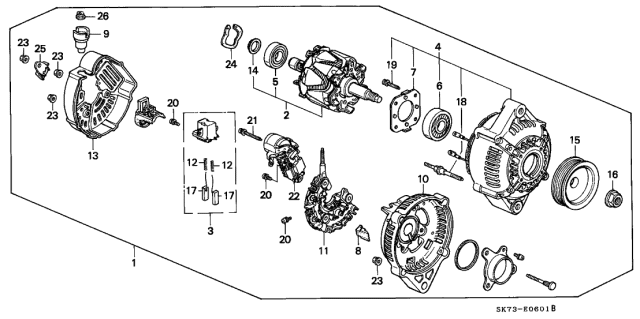 1990 Acura Integra Alternator (DENSO) Diagram