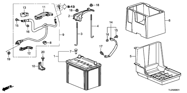 2013 Acura TSX 4 Door TSX V6 KA 5AT Battery (V6) Diagram