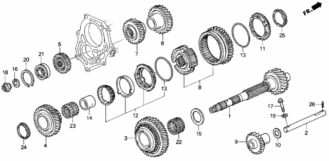 1994 Acura Vigor Countershaft Second Gear Diagram for 23431-PW8-A00