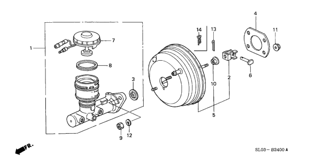 1997 Acura NSX 2 Door NSX-T KA 6MT Brake Master Cylinder Diagram