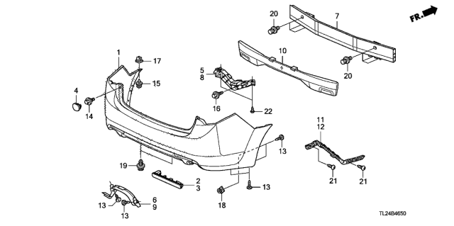 2012 Acura TSX Rear Bumper Diagram