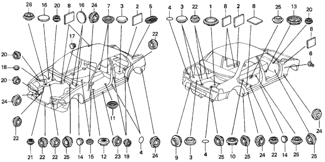 1992 Acura Vigor Grommet - Plug Diagram