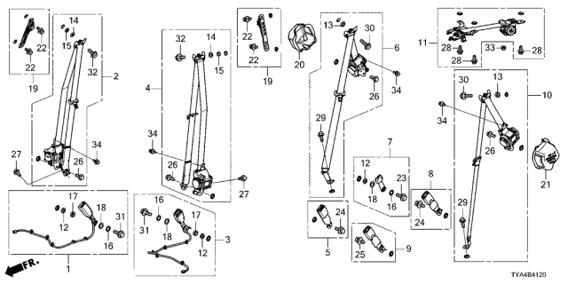 2022 Acura MDX Bolt-Washer (7/16"X25) Diagram for 90142-SEA-J01