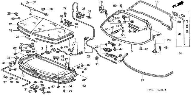 2003 Acura NSX 2 Door NSX-T KA 4AT Rear Hatch - Engine Maintenance Lid Diagram