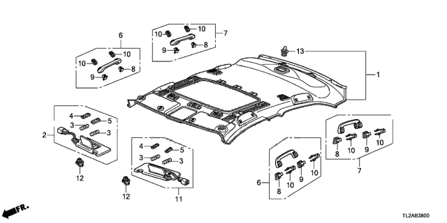 2014 Acura TSX Lining Assembly, Roof (Graphite Black) (Sunroof) Diagram for 83200-TL2-A05ZC