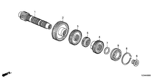 2018 Acura TLX Gear, Countershaft Low Diagram for 23421-50P-000