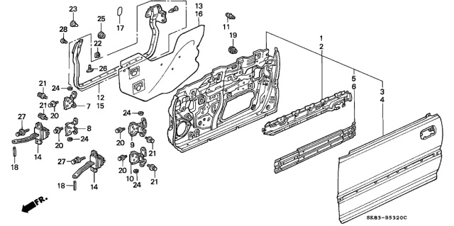 1992 Acura Integra Driver Side Door Hinge (Upper) Diagram for 67450-SK7-013ZZ