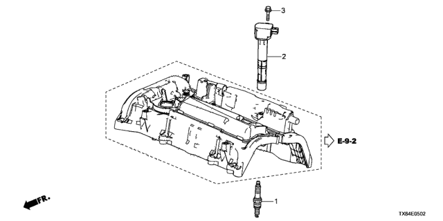 2016 Acura ILX 4 Door TECH (PLUS) KA DCT Plug Hole Coil - Plug (2.4L) Diagram