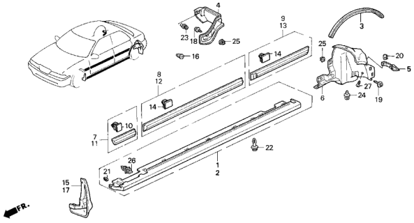 1992 Acura Vigor Protector, Left Front Door Diagram for 75322-SL5-003