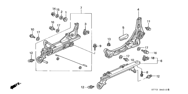 1997 Acura Integra 3 Door LS KA 4AT Left Front Seat Components Diagram