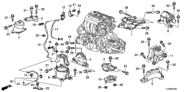 2014 Acura TSX 4 Door SE KA 6MT Engine Mounts (L4) Diagram