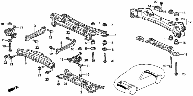 1997 Acura TL Beam, Front Diagram for 50253-SZ5-000