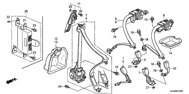 2006 Acura RL Seat Belts Diagram